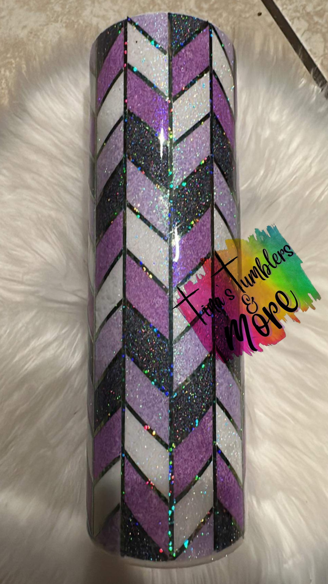 30 Oz- Purple/Silver Tangram