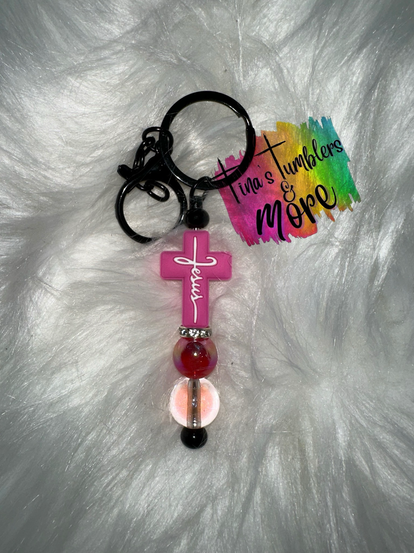Pink Cross Keychain